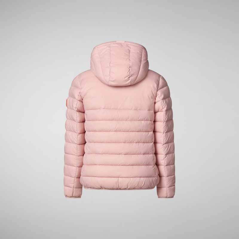 Save The Duck Leci Encapuchado Puffer Jacket with Faux Fur Lining Rosas | PWSRT0936