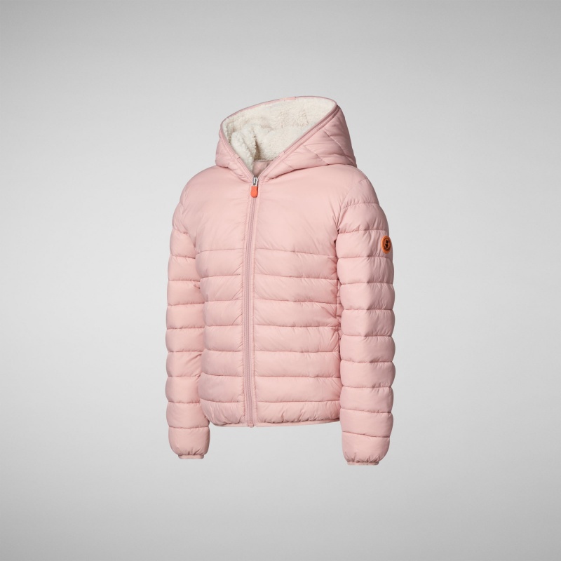 Save The Duck Leci Encapuchado Puffer Jacket with Faux Fur Lining Rosas | PWSRT0936