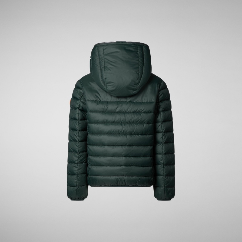 Save The Duck Lemy Encapuchado Puffer Jacket with Faux Fur Lining Verde Negras | PTMZL2760
