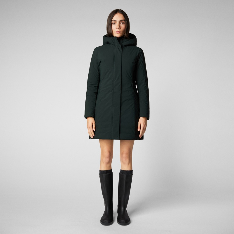 Save The Duck Leyla Encapuchado Coat Verde Negras | ZPLUX0369