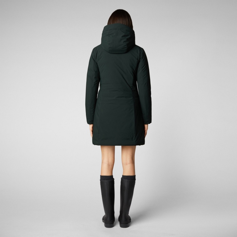 Save The Duck Leyla Encapuchado Coat Verde Negras | ZPLUX0369