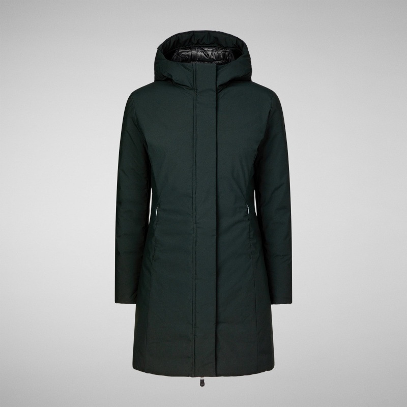 Save The Duck Leyla Encapuchado Coat Verde Negras | ZPLUX0369