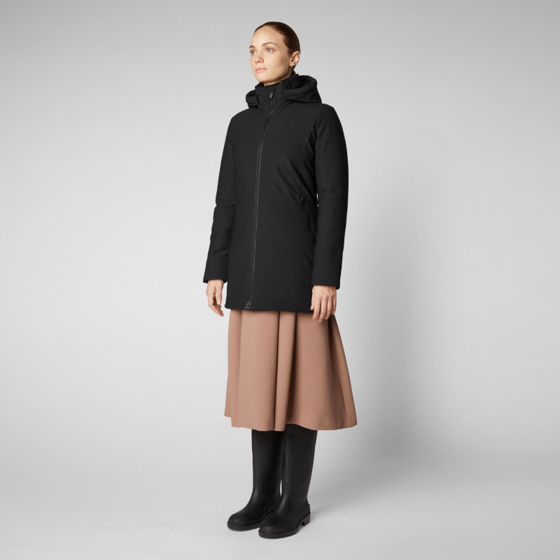 Save The Duck Lila Encapuchado Jacket Negras | CKUYF3906