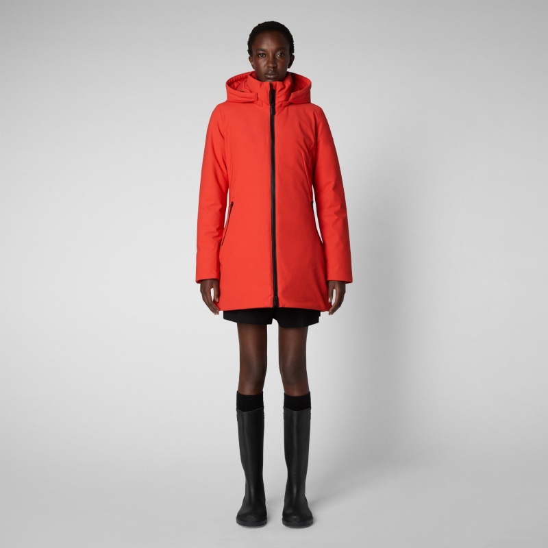Save The Duck Lila Encapuchado Jacket Rojas | DWSUO4159