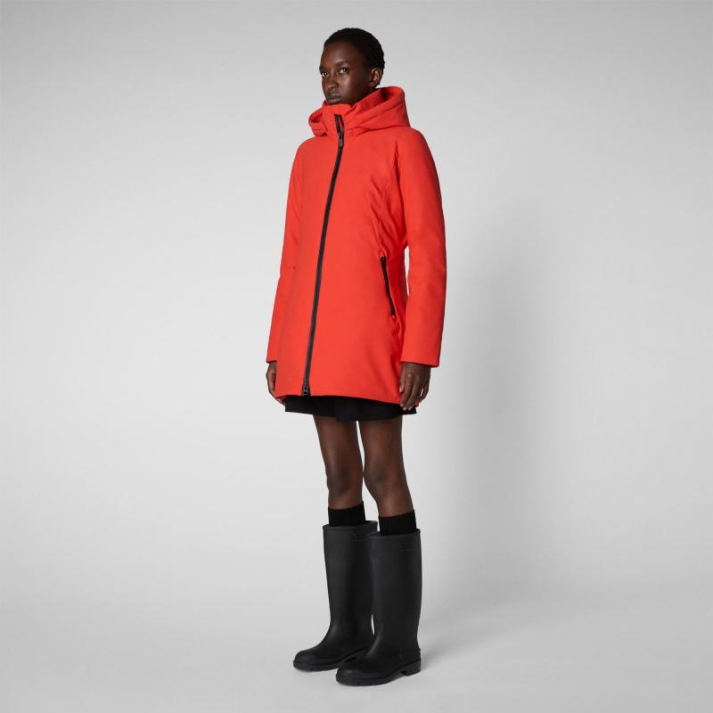 Save The Duck Lila Encapuchado Jacket Rojas | DWSUO4159