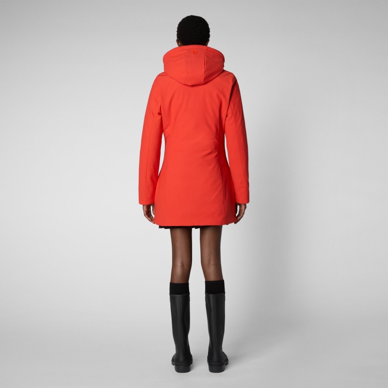 Save The Duck Lila Encapuchado Jacket Rojas | DWSUO4159
