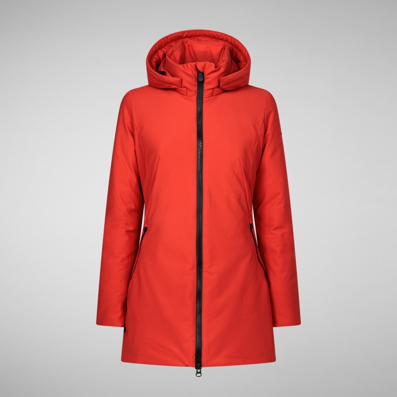 Save The Duck Lila Encapuchado Jacket Rojas | DWSUO4159