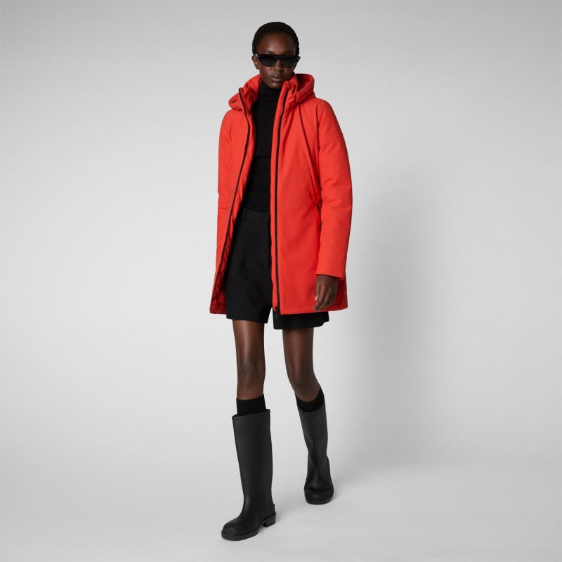Save The Duck Lila Encapuchado Jacket Rojas | DWSUO4159