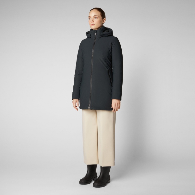 Save The Duck Lila Encapuchado Jacket Verde Negras | FMKEZ7138