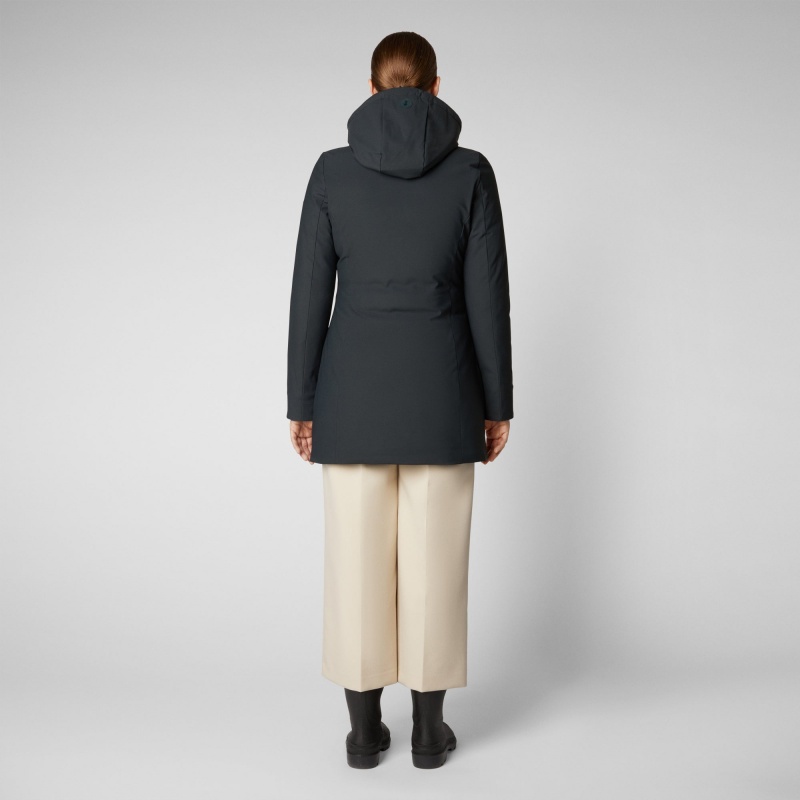 Save The Duck Lila Encapuchado Jacket Verde Negras | FMKEZ7138