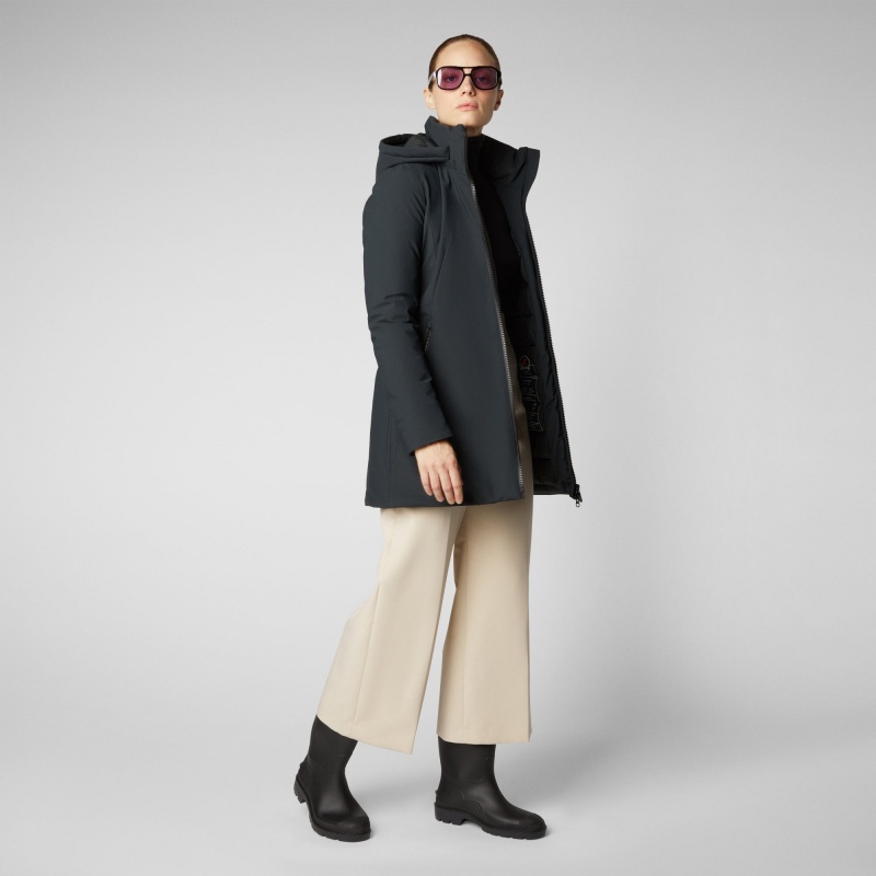 Save The Duck Lila Encapuchado Jacket Verde Negras | FMKEZ7138