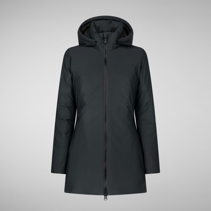 Save The Duck Lila Encapuchado Jacket Verde Negras | FMKEZ7138