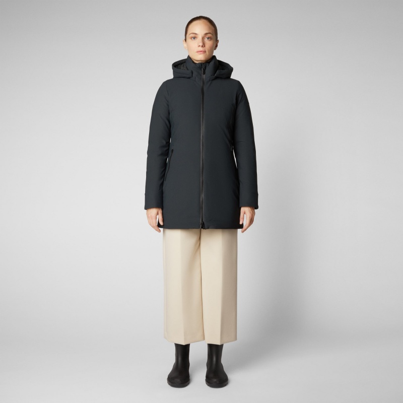 Save The Duck Lila Encapuchado Jacket Verde Negras | FMKEZ7138