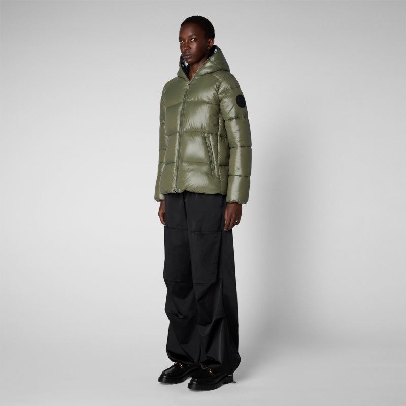 Save The Duck Lois Encapuchado Puffer Jacket Verde | QILSJ4283