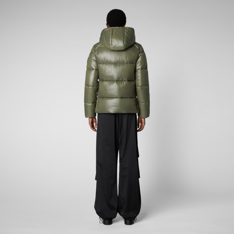 Save The Duck Lois Encapuchado Puffer Jacket Verde | QILSJ4283