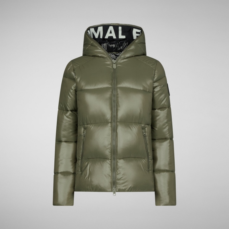 Save The Duck Lois Encapuchado Puffer Jacket Verde | QILSJ4283