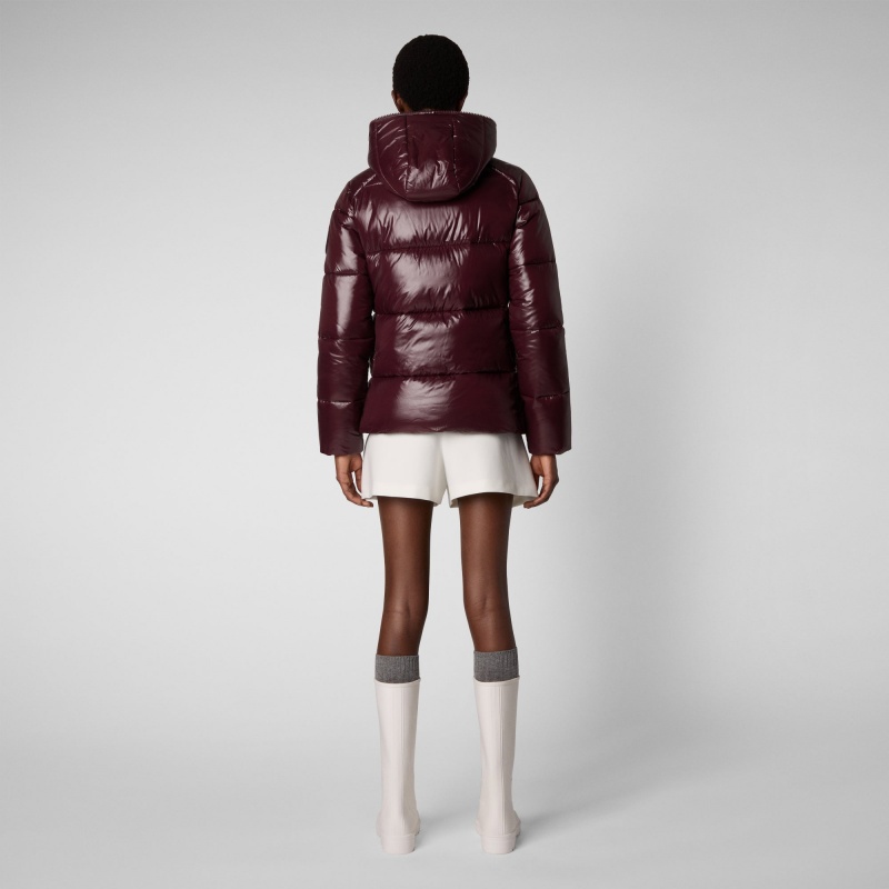 Save The Duck Lois Encapuchado Puffer Jacket Burdeos Negras | CRZFQ7910