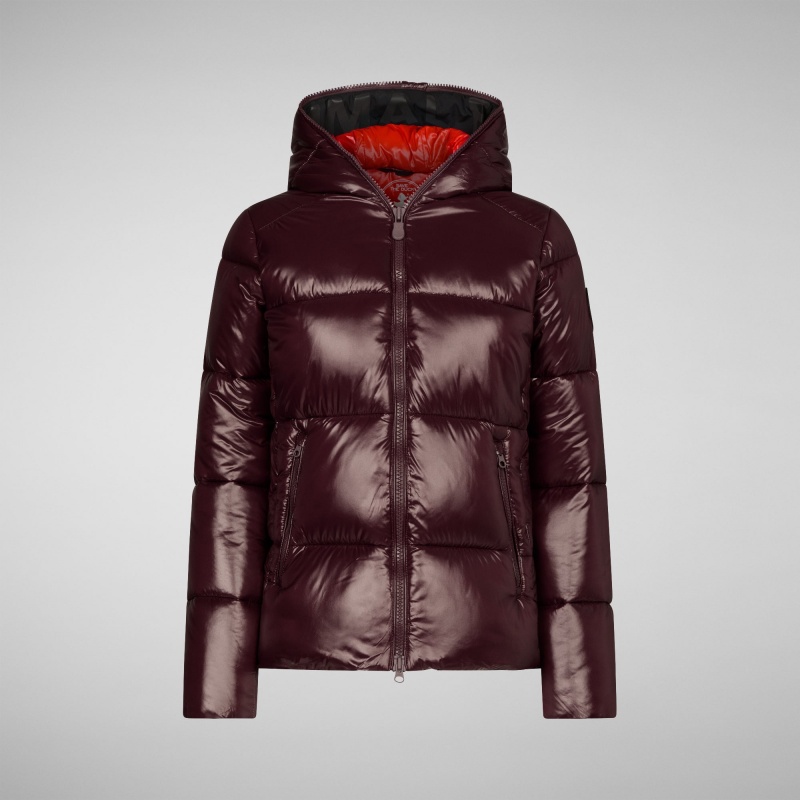 Save The Duck Lois Encapuchado Puffer Jacket Burdeos Negras | CRZFQ7910
