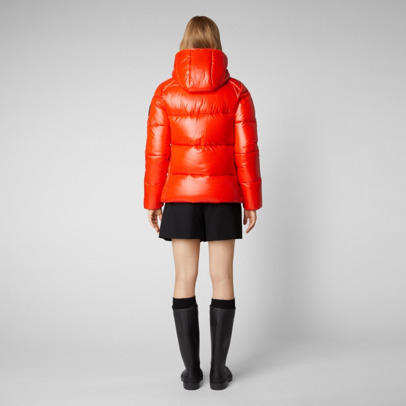 Save The Duck Lois Encapuchado Puffer Jacket Rojas | RBSFQ1590