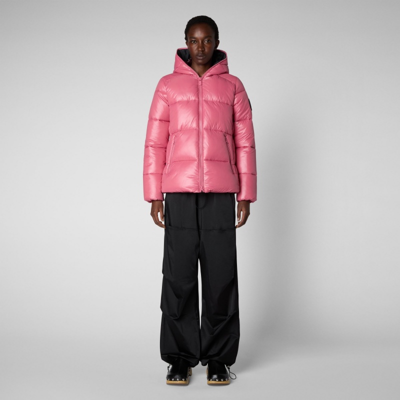 Save The Duck Lois Encapuchado Puffer Jacket Rosas | YHXMC2057