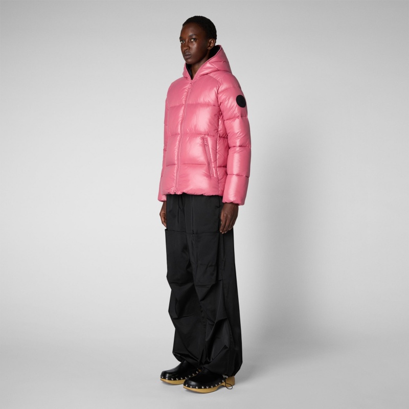 Save The Duck Lois Encapuchado Puffer Jacket Rosas | YHXMC2057
