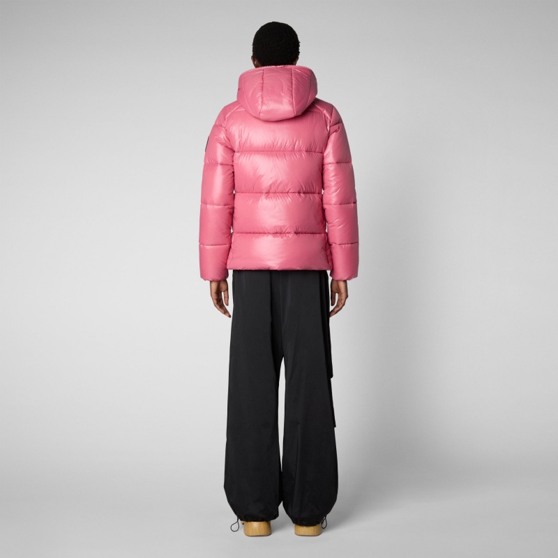 Save The Duck Lois Encapuchado Puffer Jacket Rosas | YHXMC2057
