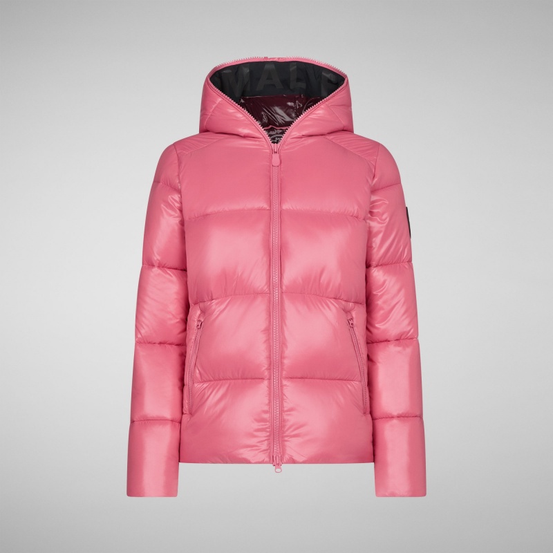 Save The Duck Lois Encapuchado Puffer Jacket Rosas | YHXMC2057