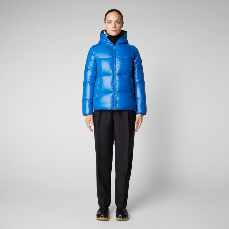 Save The Duck Lois Encapuchado Puffer Jacket Azules | VHJLZ3524