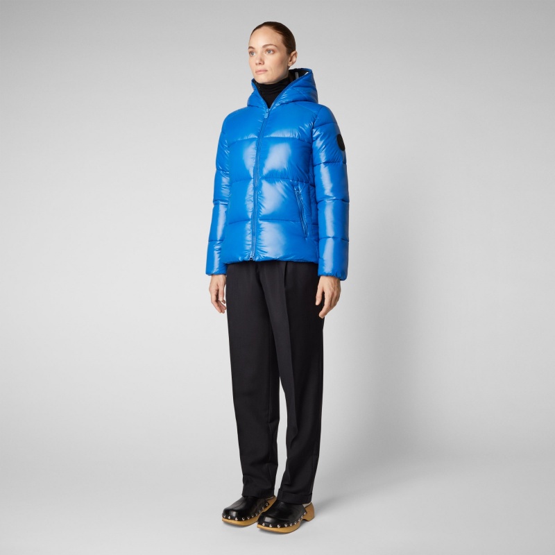 Save The Duck Lois Encapuchado Puffer Jacket Azules | VHJLZ3524