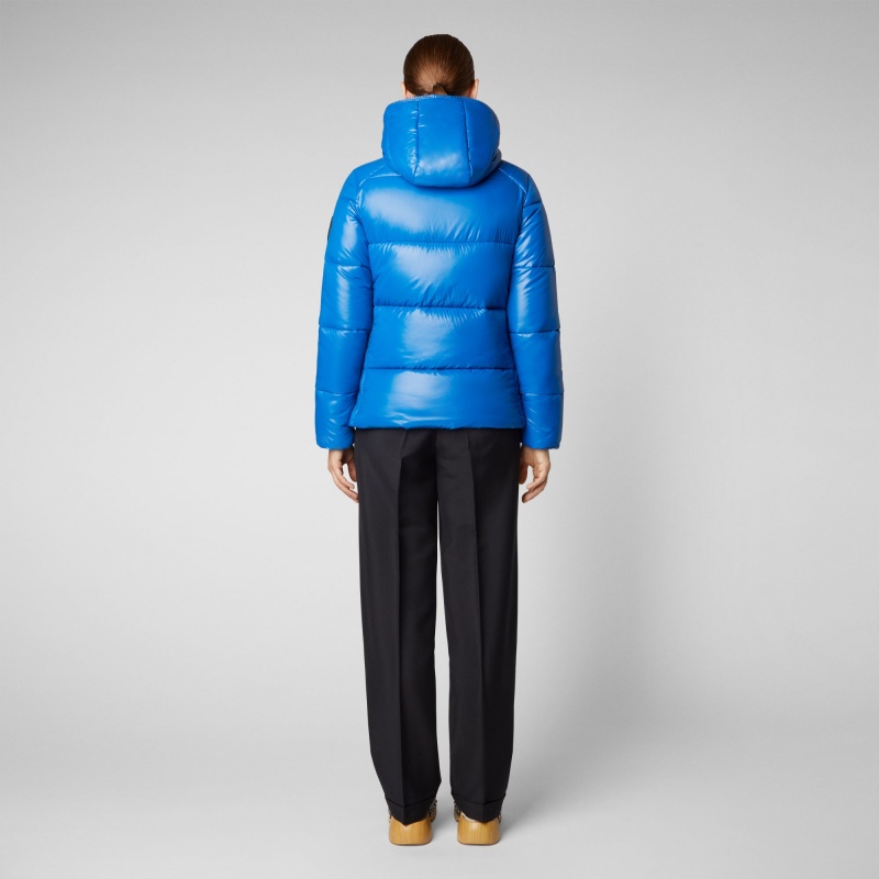 Save The Duck Lois Encapuchado Puffer Jacket Azules | VHJLZ3524