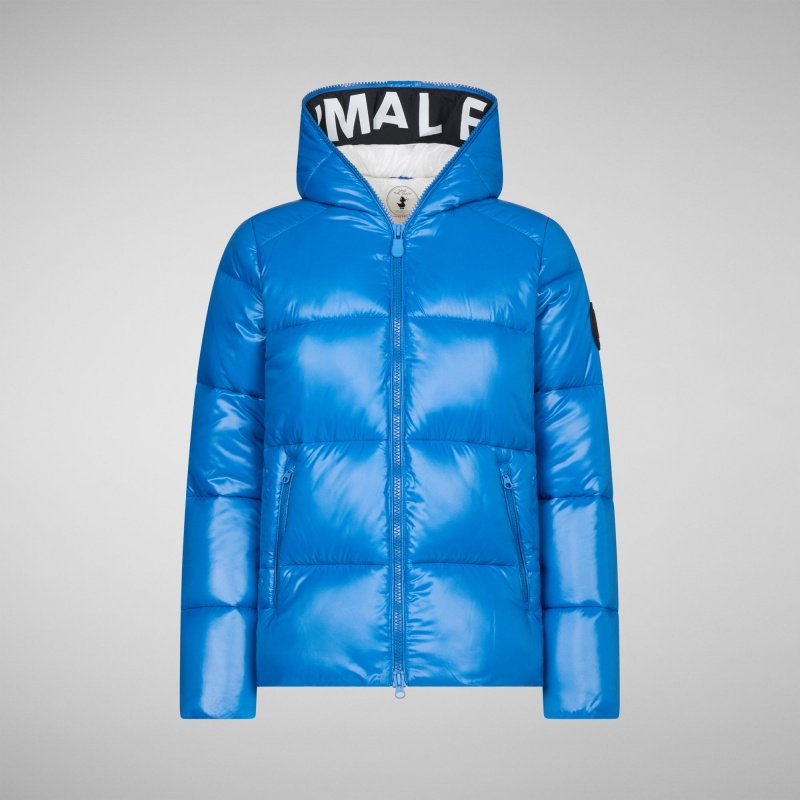 Save The Duck Lois Encapuchado Puffer Jacket Azules | VHJLZ3524