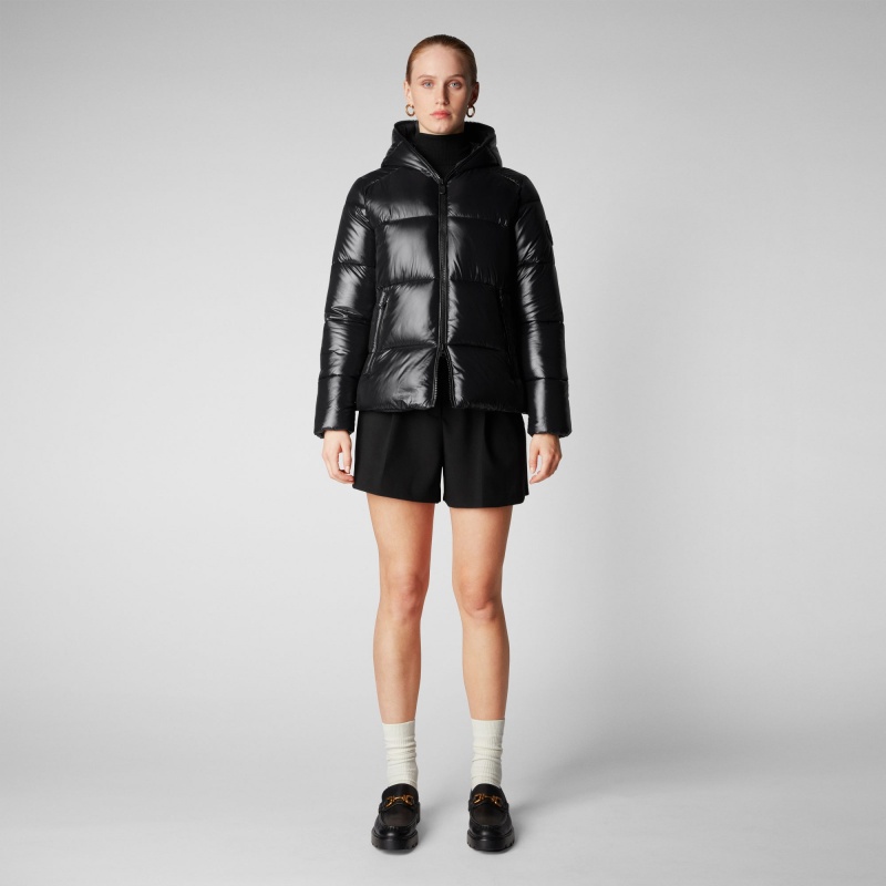 Save The Duck Lois Encapuchado Puffer Jacket Negras | JGPXY8432