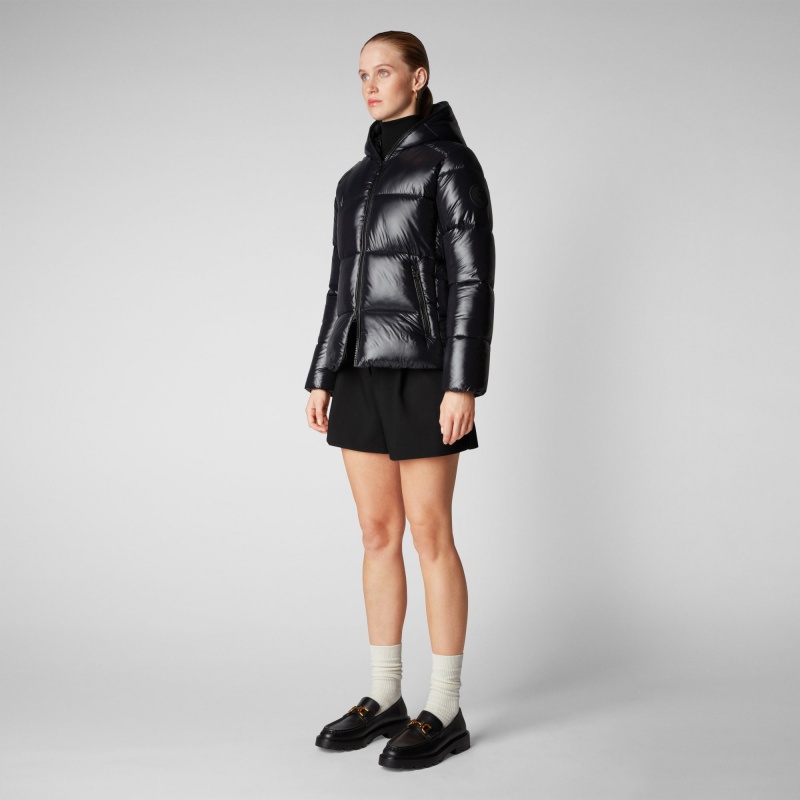 Save The Duck Lois Encapuchado Puffer Jacket Negras | JGPXY8432