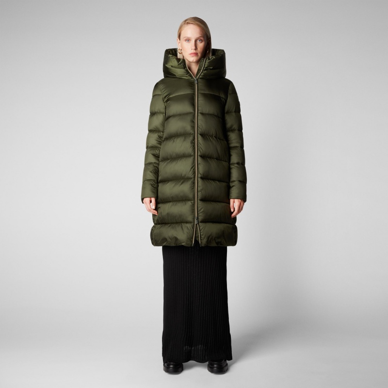 Save The Duck Lysa Encapuchado Puffer Coat Verde | USZCI5903