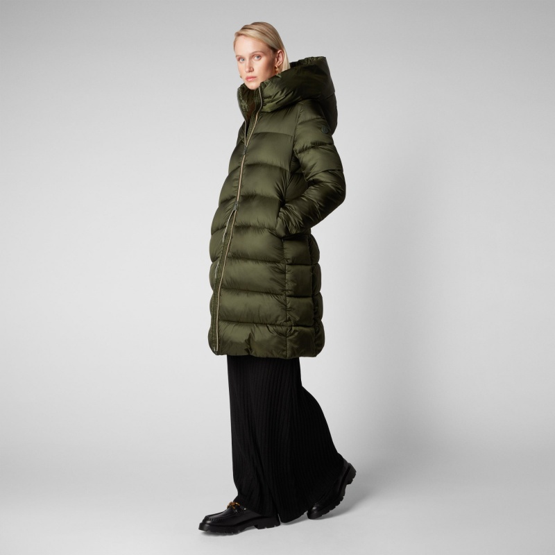 Save The Duck Lysa Encapuchado Puffer Coat Verde | USZCI5903