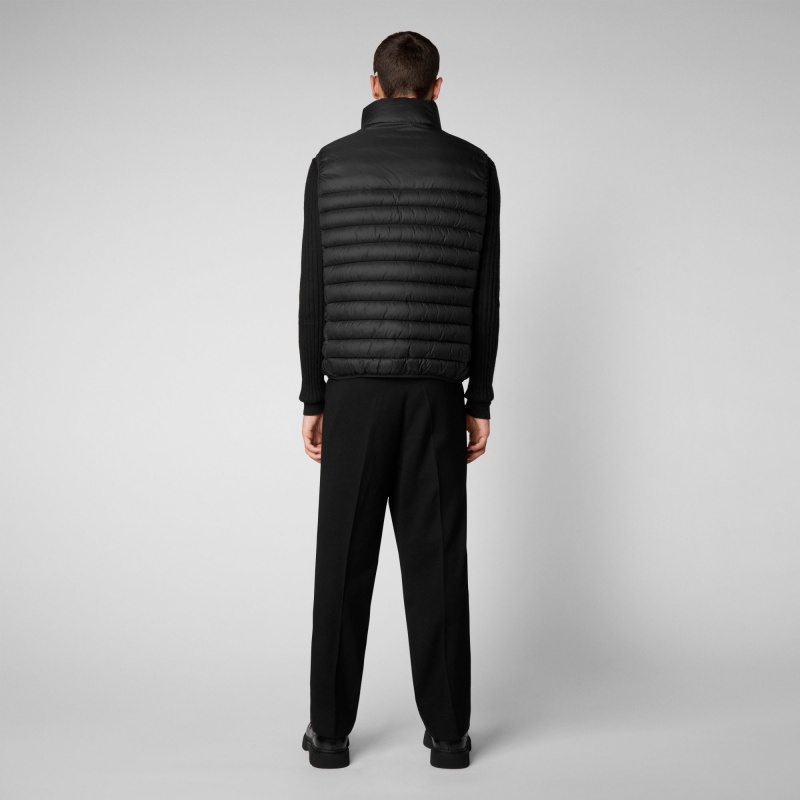 Save The Duck Majus Puffer Vest with Faux Fur Lining Negras | UZDXG7016