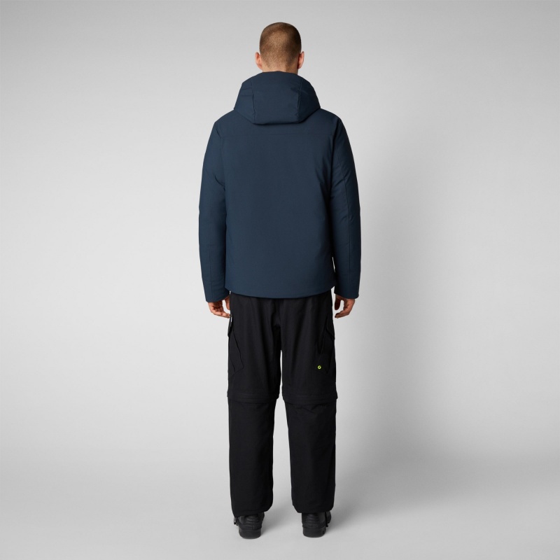 Save The Duck Mazus Encapuchado Parka Azules Negras | XGPTY0295
