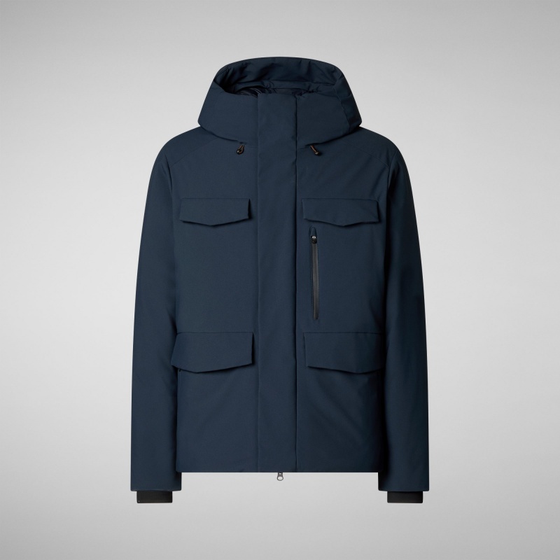 Save The Duck Mazus Encapuchado Parka Azules Negras | XGPTY0295