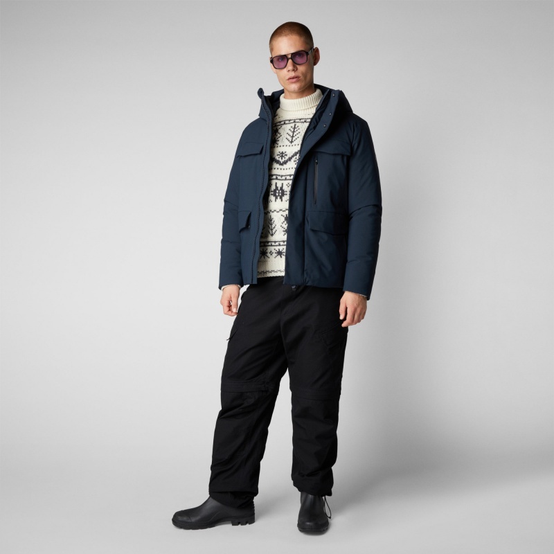 Save The Duck Mazus Encapuchado Parka Azules Negras | XGPTY0295
