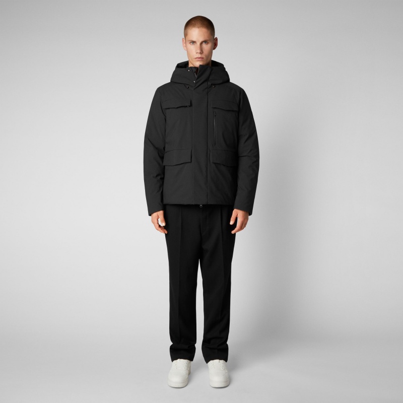 Save The Duck Mazus Encapuchado Parka Negras | ENHYL1874