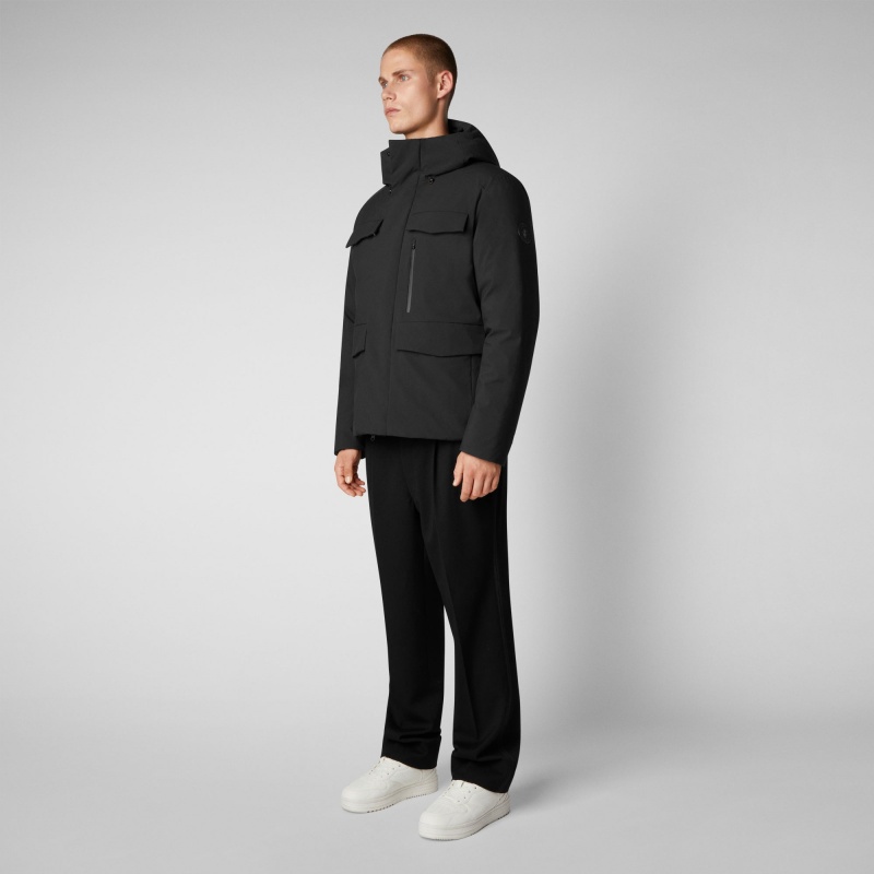 Save The Duck Mazus Encapuchado Parka Negras | ENHYL1874