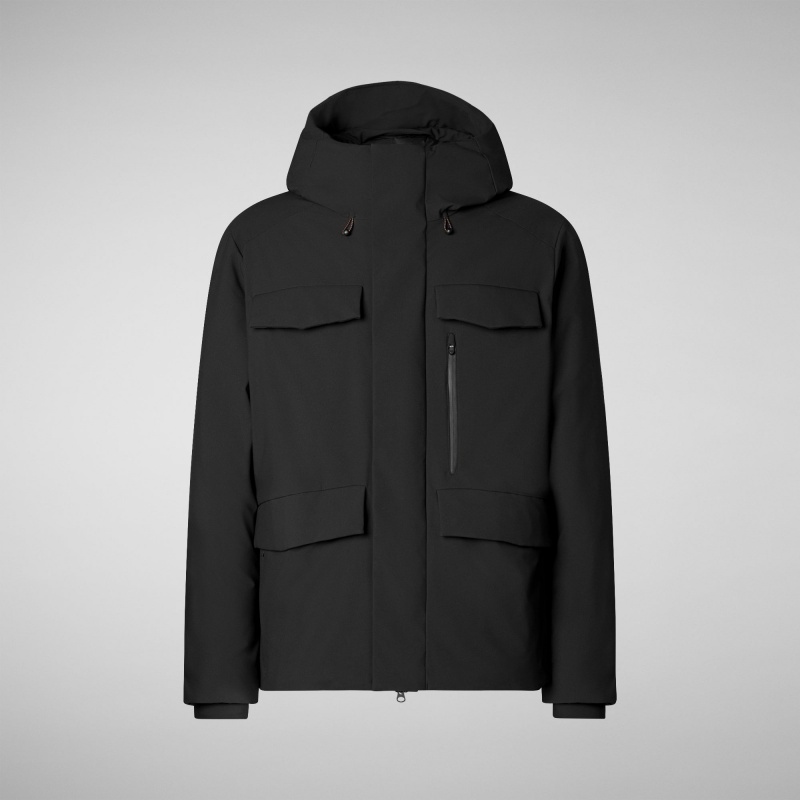 Save The Duck Mazus Encapuchado Parka Negras | ENHYL1874