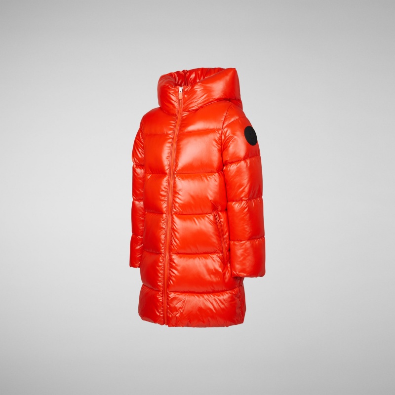 Save The Duck Millie Encapuchado Puffer Coat Rojas | MGNQS8071
