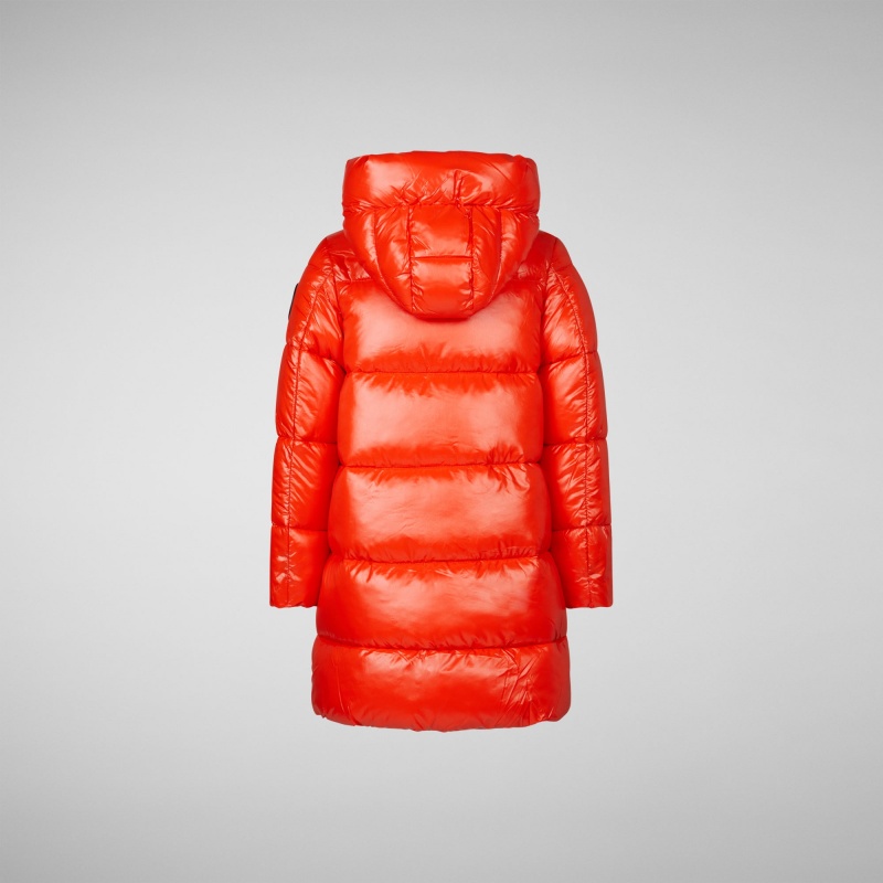 Save The Duck Millie Encapuchado Puffer Coat Rojas | MGNQS8071