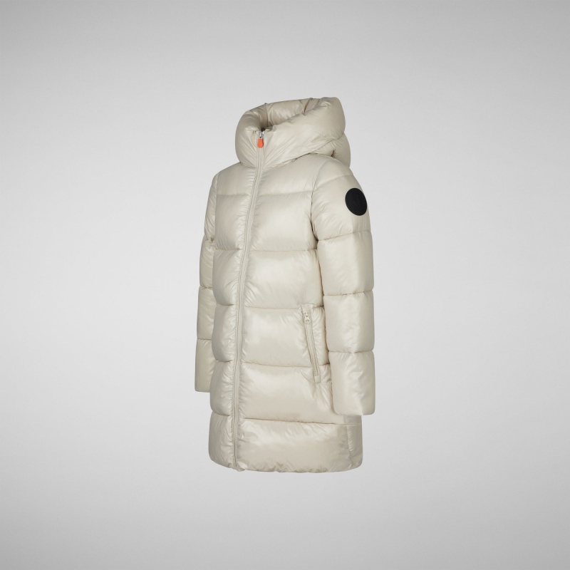 Save The Duck Millie Encapuchado Puffer Coat Beige | HJBZN4129