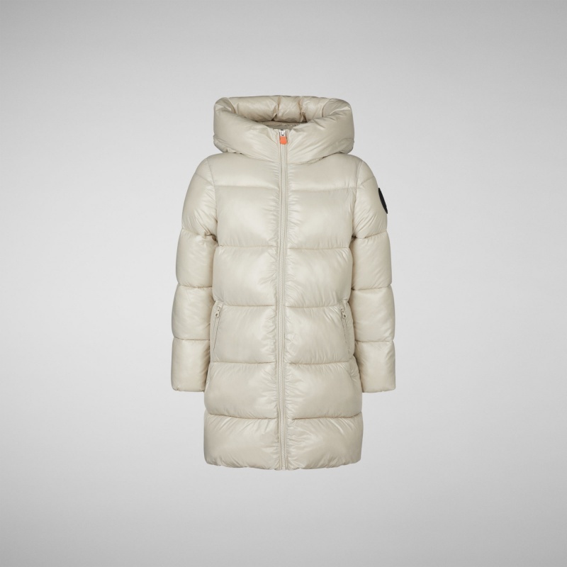 Save The Duck Millie Encapuchado Puffer Coat Beige | HJBZN4129