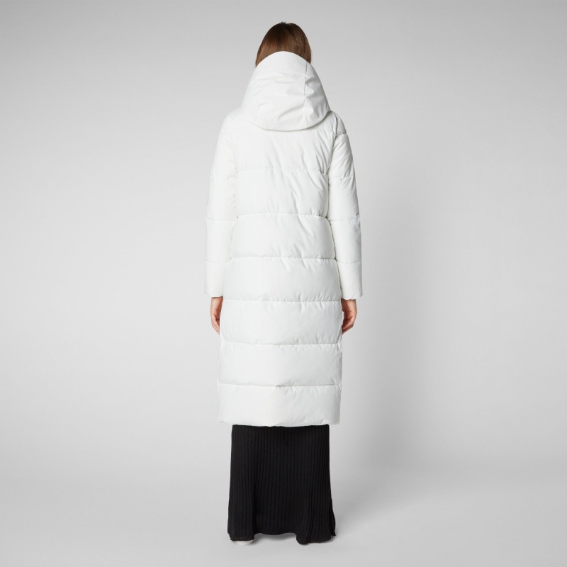 Save The Duck Missy Long Encapuchado Puffer Coat Blancas | CTNSX4587