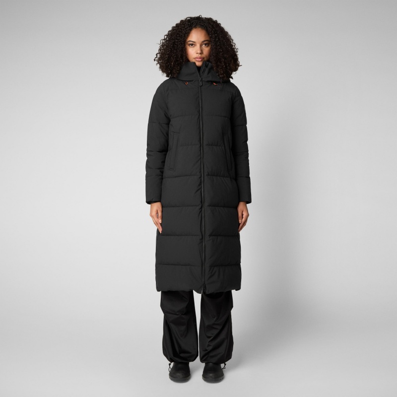 Save The Duck Missy Long Encapuchado Puffer Coat Negras | XRHZU2795