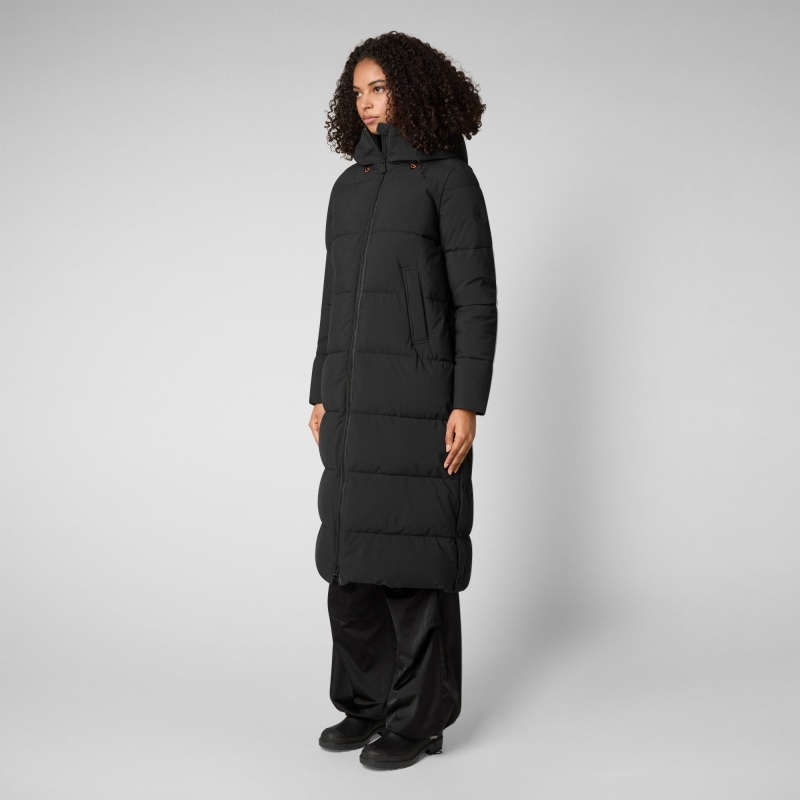 Save The Duck Missy Long Encapuchado Puffer Coat Negras | XRHZU2795