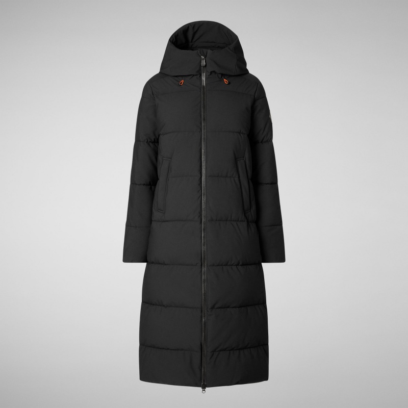 Save The Duck Missy Long Encapuchado Puffer Coat Negras | XRHZU2795